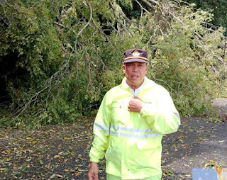 Reaksi Cepat Polsek Parapat dalam Penanganan Pohon Tumbang di Jalan Lintas&nbsp;Siantar