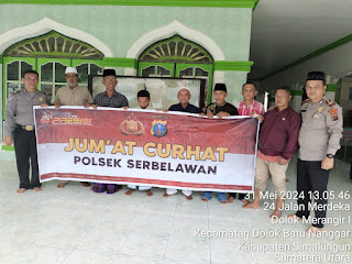 Pererat Silahturahmi Bersama Masyarakat Polsek Serbelawan Gelar Jumat Curhat di Masjid&nbsp;Jami