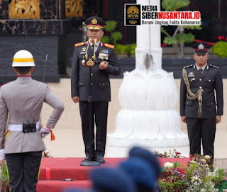 Kapolda Sumut Komjen Agung Bersama Jajaran Menggelar Momen Puncak Acara Peringatan HUT Bhayangkara Ke78 Dan Memberikan Pidato Di Polda&nbsp;Sumut.