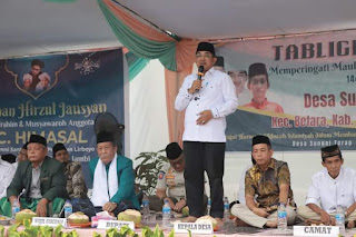 Peringati Maulid Nabi Muhammad SAW, Bupati Tanjab Barat Hadiri Tabligh Akbar di Desa Sungai&nbsp;Terap